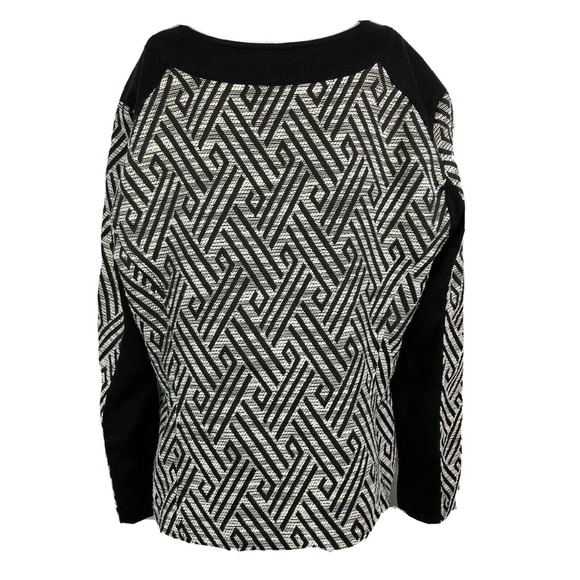 Ruby Rd Blazer Jacket Womens Sz 16 White Black Geometric Knit Full Zip Pockets - Picture 4 of 7